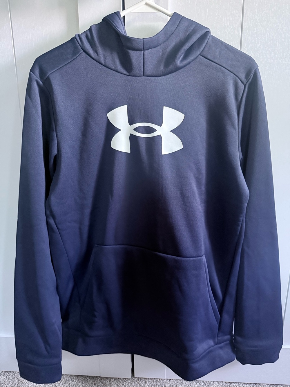 Under Armour Navy Pullover Hoodie with White Logo